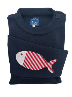 Pull marin laine vierge à coudières Poisson rayé - Baie des Caps - Baie des Caps