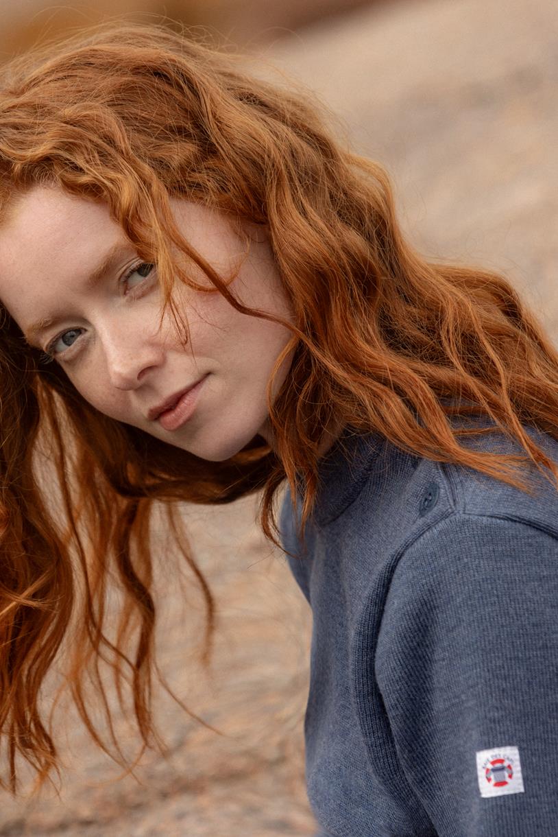 Pull marin "Petit Erquy" 100% Laine bleu jeans - Baie des Caps