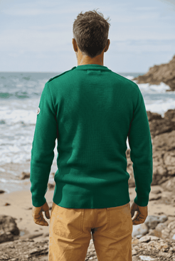 Pull marin Petit Erquy – Laine mérinos et rayures bretonnes - Baie des Caps