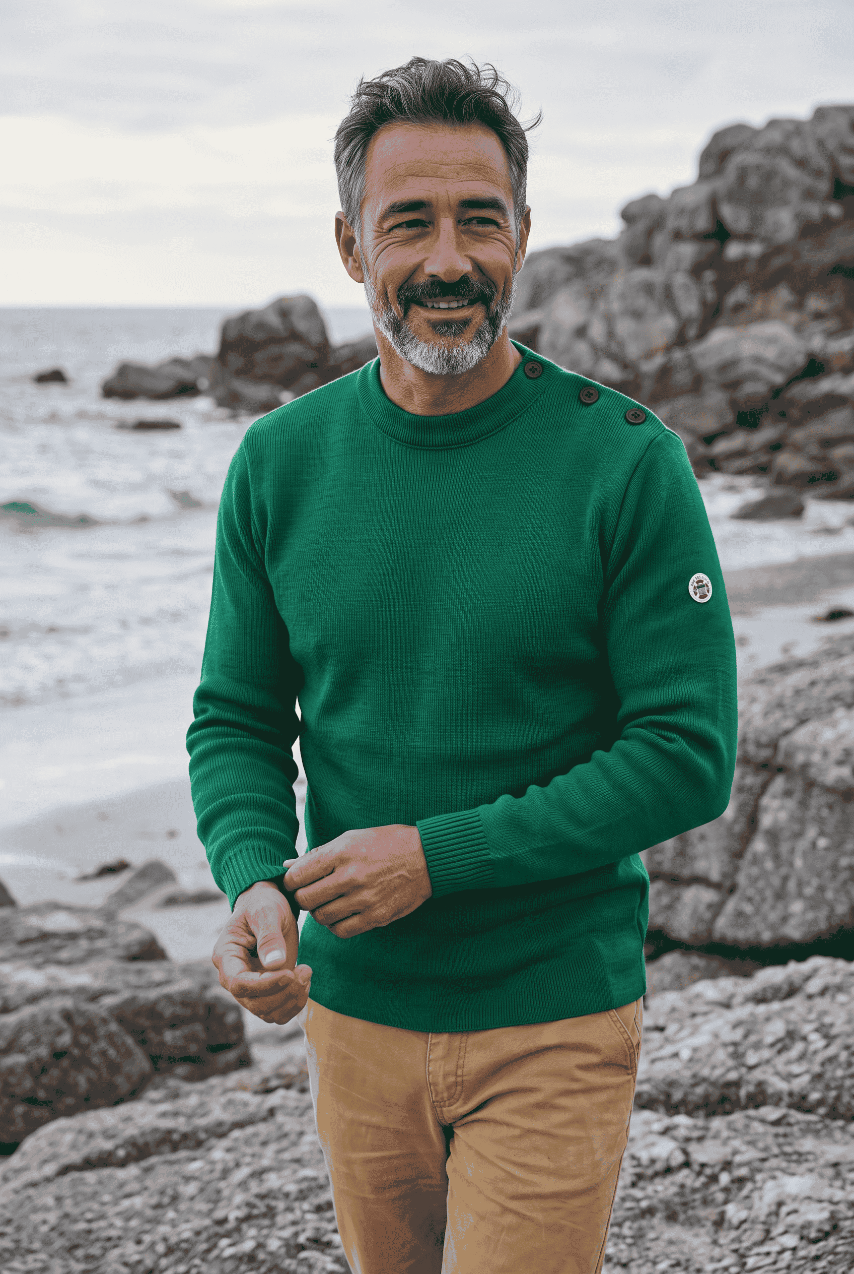 Pull marin Petit Erquy – Laine mérinos et rayures bretonnes - Baie des Caps