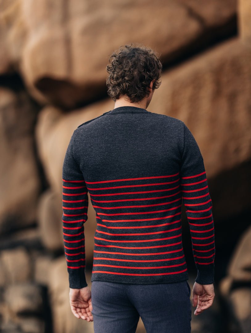 Pull marin "Petit Erquy" rayé 100% Laine - Baie des Caps