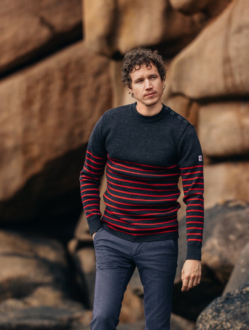 Pull marin "Petit Erquy" rayé 100% Laine - Baie des Caps