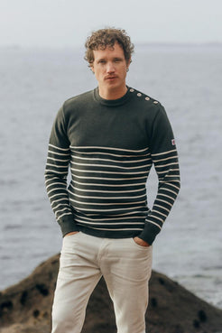 Pull marin "Petit Erquy" rayé 100% Laine - Baie des Caps