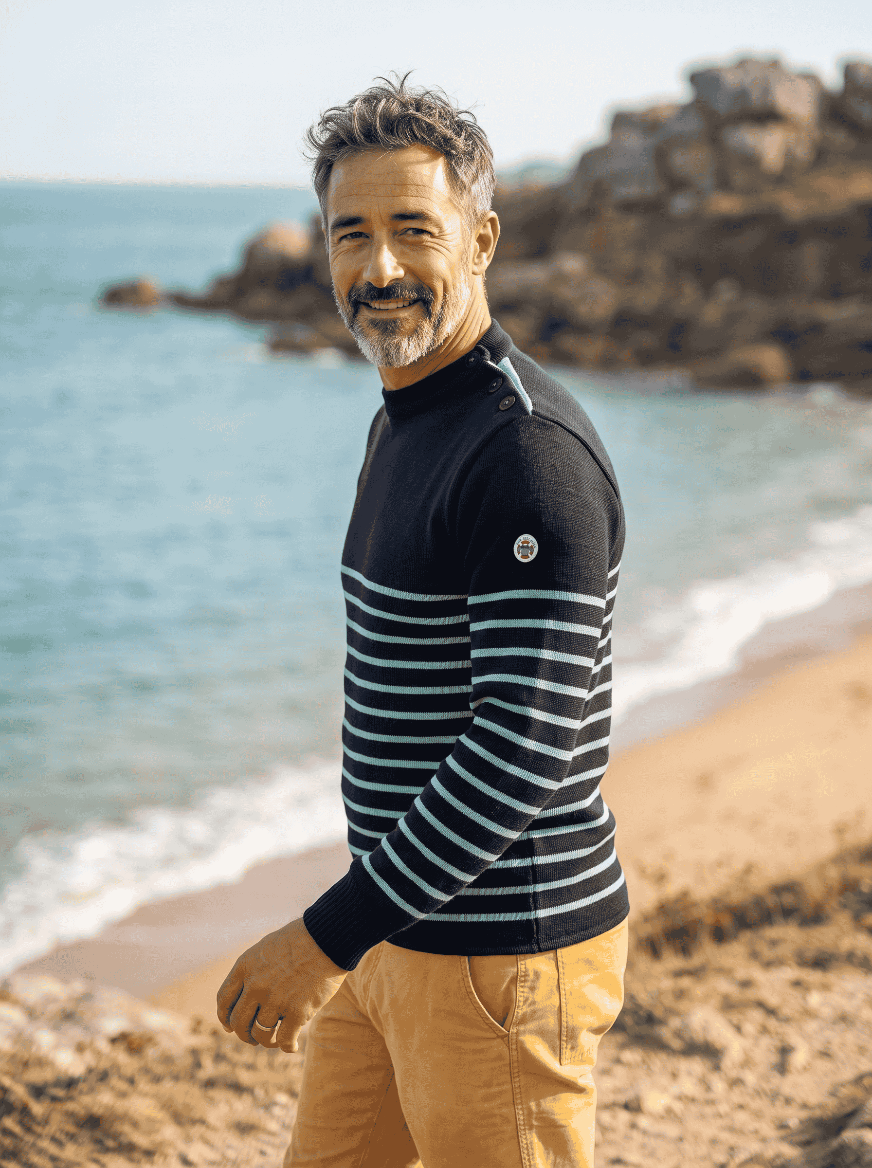 Pull marin "Petit Erquy" rayé 100% Laine - Baie des Caps
