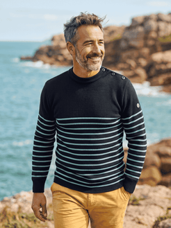 Pull marin "Petit Erquy" rayé 100% Laine - Baie des Caps