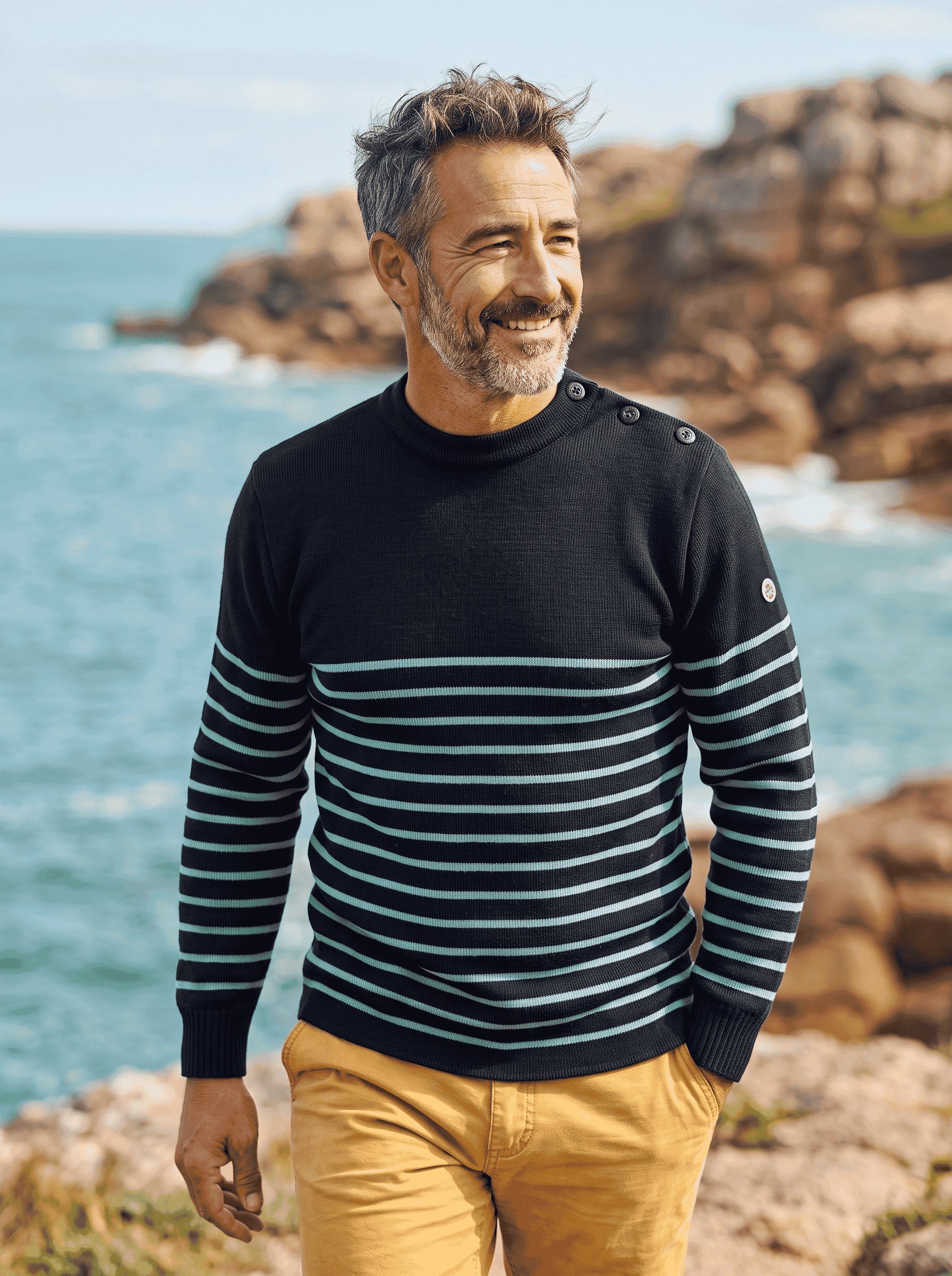 Pull marin "Petit Erquy" rayé 100% Laine - Baie des Caps