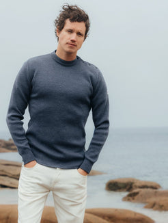 Pull marin "Petit Erquy" uni 100% Laine - Baie des Caps