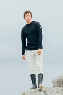 Pull marin "Petit Erquy" uni 100% Laine - Baie des Caps