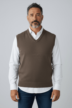 Pull sans manche marron