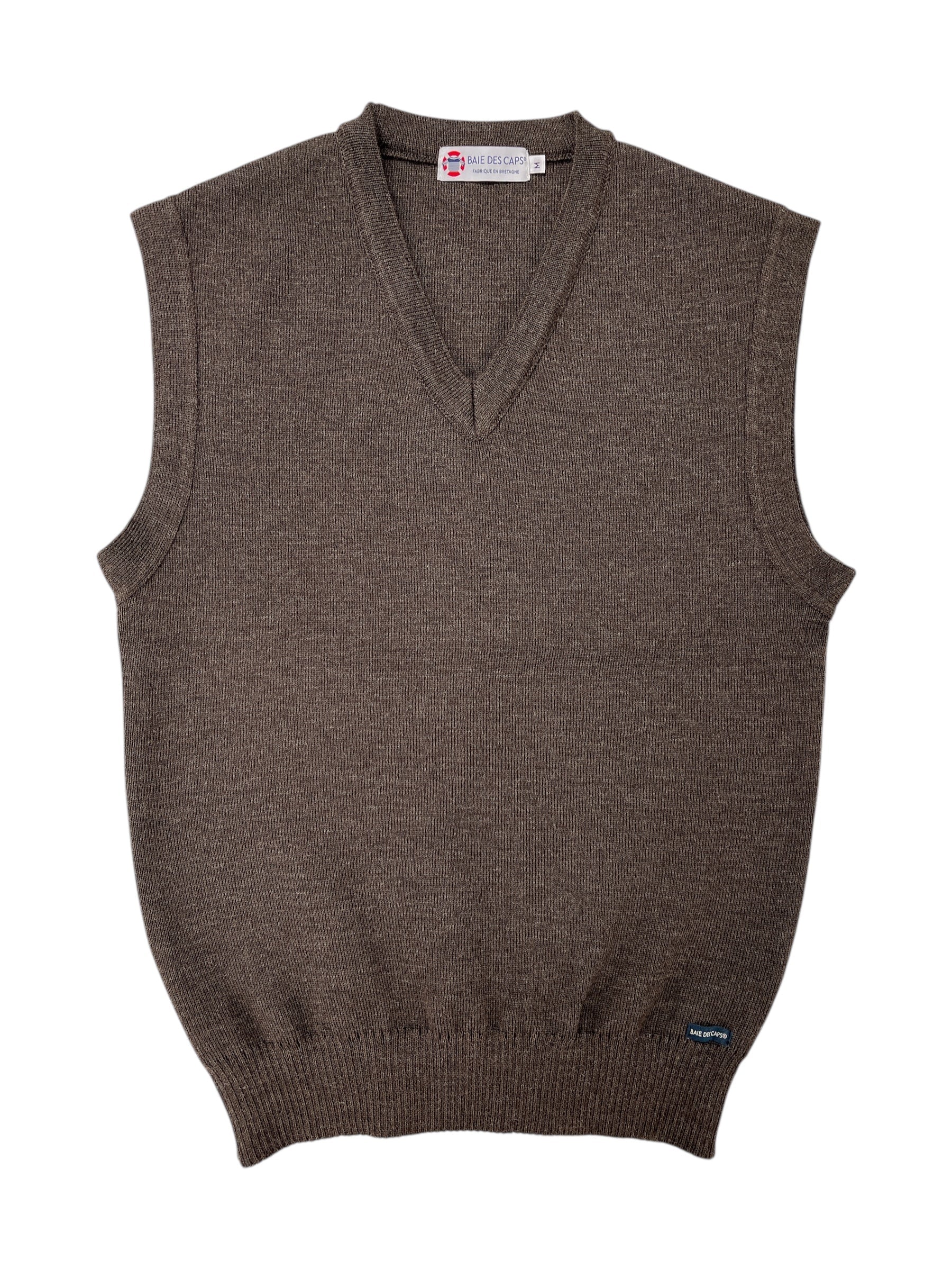Pull sans manche marron