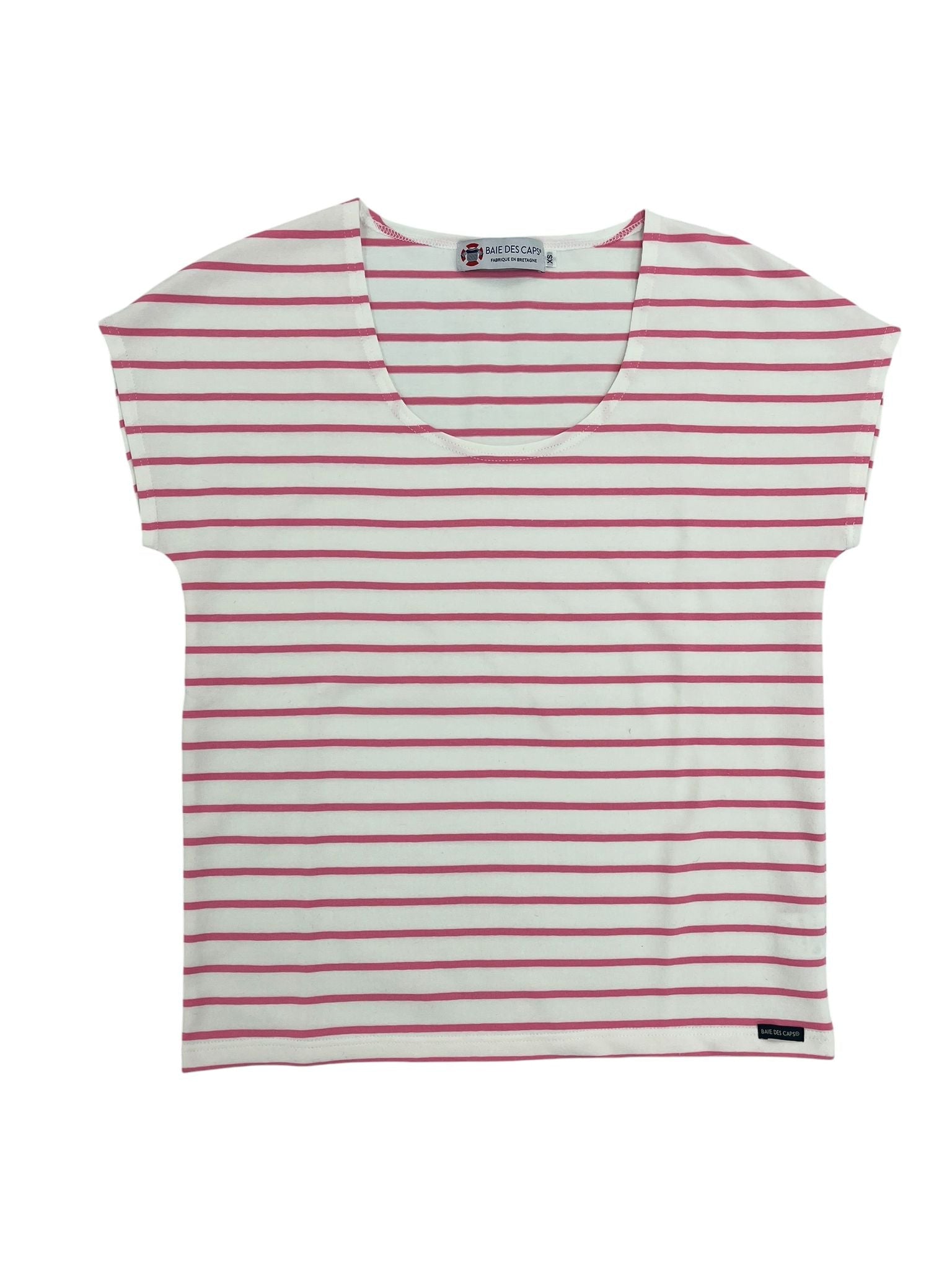 Débardeur femme manches courtes blanc et rose style féminin léger