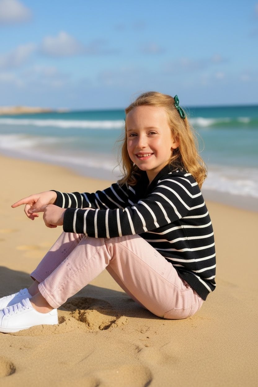 Pull vareuse enfant Petit Matelot marine écru à rayures avec col polo