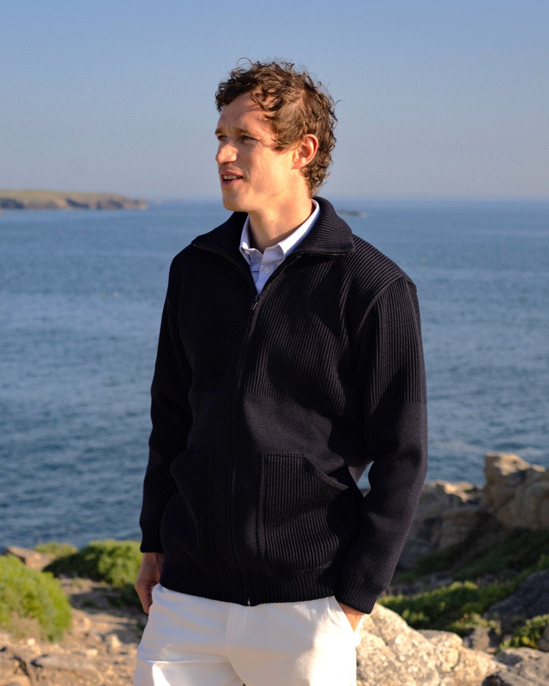 Veste zippée "Cambridge" 100% laine vierge - Baie des Caps