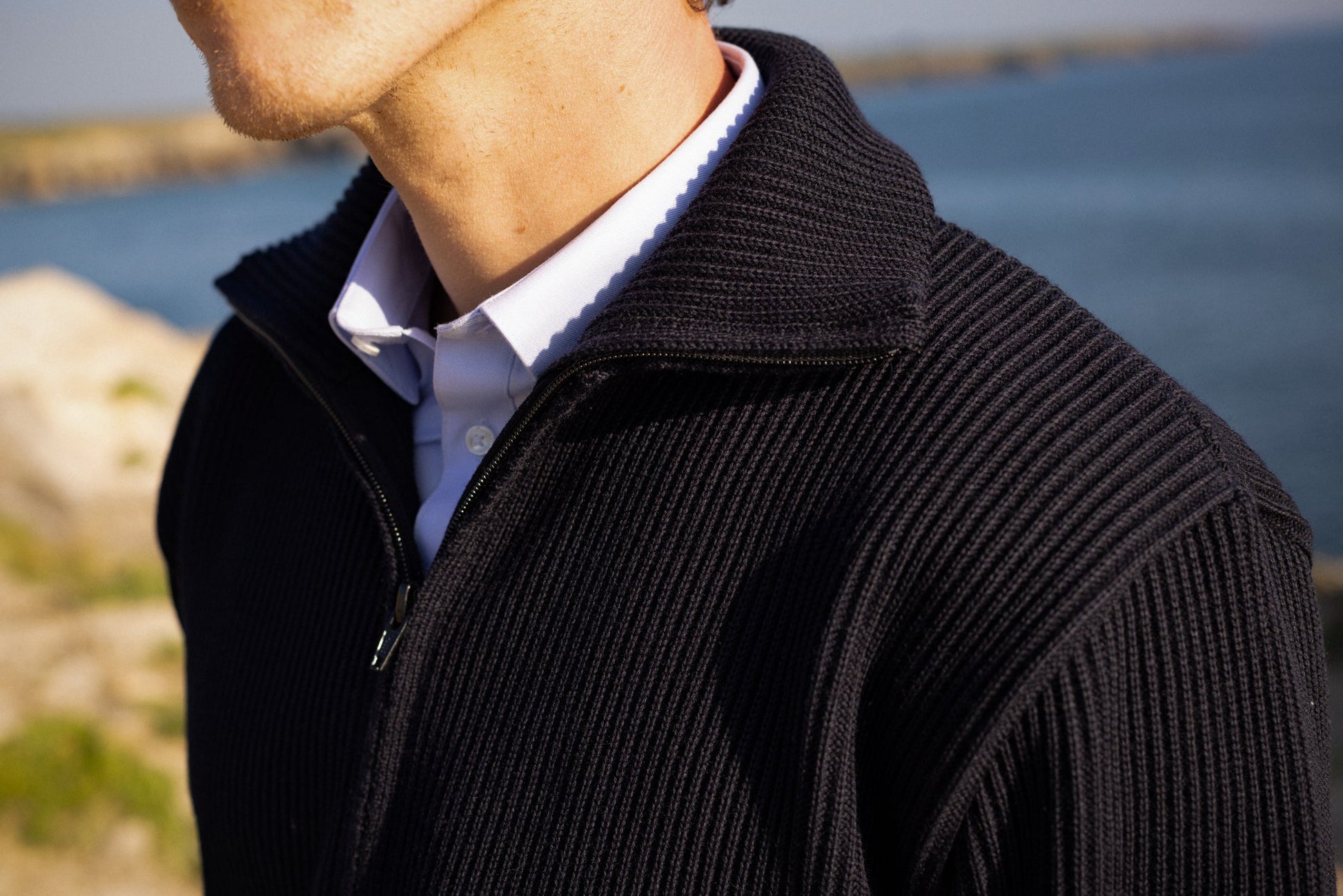 Veste zippée "Cambridge" 100% laine vierge - Baie des Caps